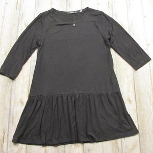 Annabelle Womens Half Sleeve Skirt Hem Shirt  tunic Black Small